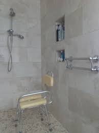 The grabs bars are further customized to your specific design style with chrome. Hand Held Shower Recessed Niches And Decorative Grab Bars Columbus Ohio Roll In Transitional Bathroom Columbus By Innovate Building Solutions Houzz