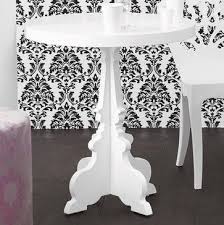 Silhouette Cafe Table In White Brocade Home Contemporary Side Tables And Accent Tables Contemporary Side Tables Small Dining Table Apartment Cafe Tables
