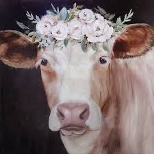 Maybe you would like to learn more about one of these? Wearing Flowers On The Head Cow Canvas Painting Wall Art For Living Room Farm Animal Canvas Cow Wall Art 24 X 24 X 1 Panel Home Kitchen Wall Decor Environews Tv