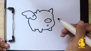 How To Draw Flying Pig - Youtube