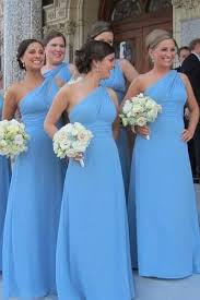 One Shoulder Floor Length Sky Blue Bridesmaid Dress Bd003 One Shoulder Bridesmaid Dresses Bridesmaid Gown Sky Blue Bridesmaid Dresses