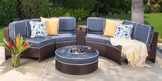 Riviera Portofino Outdoor Patio Furniture Riviera Portofino Outdoor Patio Furniture Wicker 6 Piece Semicircular Sectional Sofa Seating Set W Waterproof Cushi