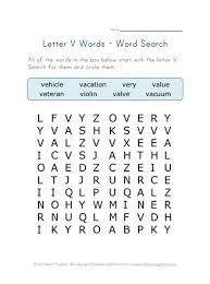 Worth, fair price · velvet: Letter V Word Search All Kids Network