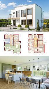 Modernes Kubus Haus Mit Flachdach Architektur Im Bauhausstil Bauen Einfamilienhaus Grundriss Ideen In 2020 Kubus Haus Haus Grundriss Haus Design