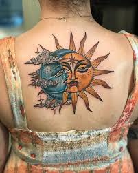 Bite The Tattoo On Your Shoulder Meaning 30 Sun And Moon Tattoo Designs And Their Meanings Entertainmentmesh Moon Tattoo Sun Tattoos Tribal Shoulder Tattoos