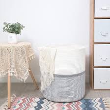 Decorative baskets add a touch of coziness when placed in your living room. Rosecliff Heights Extra Large Decorative Woven Cotton Rope Basket Tall Laundry Basket Hamper Blanket Basket For Living Room Storage Baskets For Toys Throws Towels Wayfair