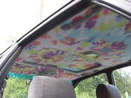 Tie Dye Headliner I Need To Figure Out What To Use To Dyi This My Headliner Has All Fallen Down And Is Now Hippie Car Car Personalization Car Accessories Diy