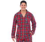 Men's Plush Fleece Pajamas Set, Button Down PJs for Winter