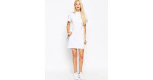Asos T Shirt Dress With High Neck In White Lyst Tees come in many shapes and sizes and we like 'em all. asos white t shirt dress with high neck