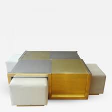 A nordic inspired duo that is full height adjustable round coffee table with nesting stools: Giovanni Banci Beautiful Coffee Table With Nesting Stools By Giovanni Banci 1975