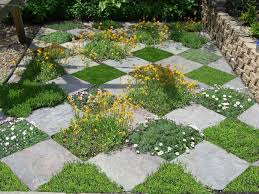 Checkerboard Image Grass Pattern Outdoor Paver Patterns