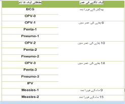 Immun Schedule Urdu Expanded Program On Immunization Pakistan