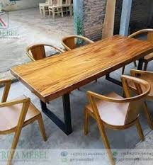 Set Meja Solid Trembesi Lebar 120 Cm Furniture Jati Jepara Di 2020 Minimalis Meja Kursi