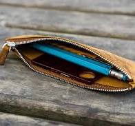 Leather Zippered Small Pencil Pouch/Cosmetic Case - Crazy ...
