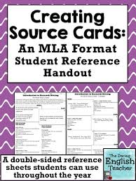 Mla Format Source Cards Reference Sheet And Graphic Organizer High School Writing Teaching Writing High School English Lessons