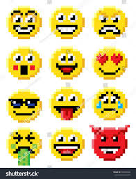 Pixel Art Set Of Emoji Or Emoticon Face Icons In A Retro 8 Bit Video Game Style Ad Sponsored Emoji Emoticon Face Pi Pixel Art Emoticon Faces Emoji Design