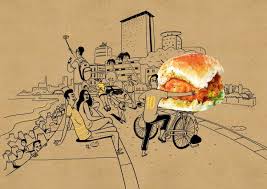 Between Breads Americana Vs Bambaiya Indian Illustration Doodle Art Illustration