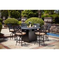 Grand patio 5 piece outdoor furniture conversation set, cushion rocking chairs with 32 inch propane gas fire pit table. Bar Height Firepit Patio Dining Sets You Ll Love In 2021 Wayfair