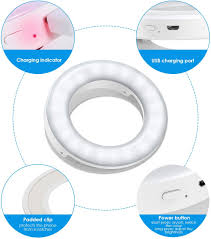 2020 Upgraded New Version 2 Pack 3 Lighting Modes Rechargeable Clip On Fill Light Selfie Ring