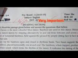 English Class 10 Pre Board Question Paper 2018 19 Latest Cbse Youtube