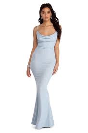 Stella Glitter Formal Cowl Dress Sparkly Dress Blue Sparkly Dress Old Hollywood Dress