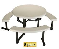 Lifetime Round Picnic Tables 2127 44 Inch Almond Top W Benches 8 Pack Folding Picnic Table Plastic Picnic Tables Round Picnic Table