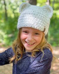 Sara Bear Ears Child and Toddler Sized Hat in Sparkling White