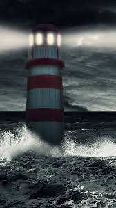 Sea Light Tower Iphone 5s Wallpaper Light In The Dark Beacon Of Light Water Art