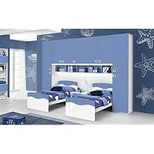 Visualizza altre idee su cabina armadio, armadio, arredamento. Dafne Italian Design Cameretta Completa A Ponte Bianco Avio Doppio Letto Singolo E Armadio Cm 350 X 58 X 259h Amazon It Casa E Cucina