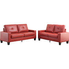French victorian style (modern) red tufted velvet settee with square back and side arms with two a vintage loveseat settee with original sky blue velvet upholstery. Acme 52745 Platinum Ii Sofa Loveseat In Tufted Red Leatherette