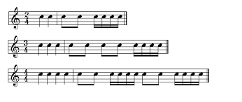How durational values are assigned to represent the pulse are organized in discrete segments in a piece of music. Neue Seite 1