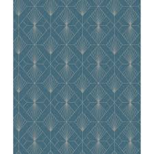 Papier Peint Expanse Diamant Bleu Dore Leroy Merlin Papier Peint Papier Peint Geometrique Papier Peint Art Deco