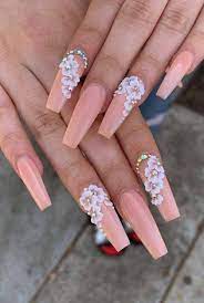 13 Unique Coffin Long Nail Arts You Must Look At And Try Quinceanera Nails Floral Nails Trendy Nails