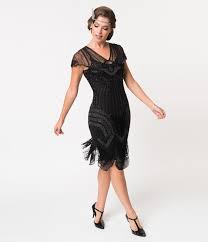 1920s Style Black Beaded Deco Cap Sleeve Beatrice Flapper Dress Unique Vintage Flapper Dress Unique Dresses Beaded Flapper Dress