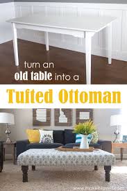Diy Tufted Fabric Ottoman From An Old Table Diy Tufted Ottoman Furniture Makeover Furniture Makeover Diy