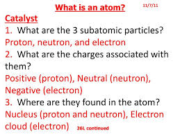 Ppt What Is An Atom Catalyst 1 What Are The 3 Subatomic