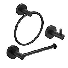 Shop for bathroom hardware sets at walmart.com. Buy Stainless Steel Bathroom Hardware Set Black 3 Pieces Bathroom Hardware Accessories Sets Wall Mounted Double Towel Ring Towel Holder Hook Toilet Paper Holder Online In India B07sgbcfw4
