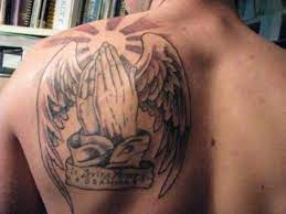 Angel Wing Praying Hands Back Piece 2 Tattoos For Guys Wings Tattoo Tattoos