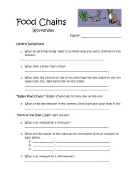 A food web shows the interconnection between food chains and is much larger, shows the producers, consumers and their a food chain is a series of relationships between members of an ecosystem so that _ can be transferred between them. Food Chains Worksheet Name