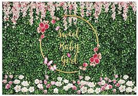 Party grass backdrop with flowers. Funnytree 7x5ft Sweet Baby Girl Shower Backdrop For Party Green Grass Lawn Flowers Photography Background Pink Floral Kids Cake Table Decoration Banner Photo Booth Supplies Props