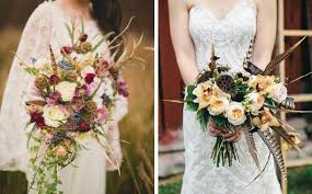 As the most iconic fall wedding flower, sunflowers look beautiful on their own or combined with other colorful wildflowers, such as zinnias and shasta daisies. 20 Wedding Bouquets With Feather Details Southbound Bride