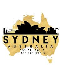 Sydney Australia Silhouette Skyline Map Art Photographic Print By Deificusart Map Art Sydney Skyline Map Art Print