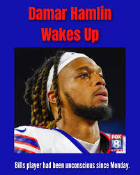 According to Buffalo Bills cornerback Kaiir Elam, Bills safety Damar Hamlin  is awake after going into cardiac arrest during Monday night's game against  the Cincinnati Bengals. More info: https://bit.ly/3vEvAse
