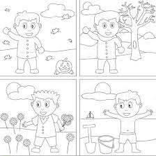 Free seasons worksheets for kindergarten. Akramul97 I Will Draw Coloring Book Page For Children For 5 On Fiverr Com In 2021 Seasons Preschool Seasons Worksheets Seasons Kindergarten