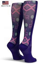 Purple Otc Reindeer Compression Socks Holiday Socks On Sale Now Compression Socks Socks Compression Sleeves