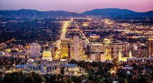 Salt Lake City Skyline Utah At Night View Of The Downtown Salt Lake City Skylin Af Salt Lake City Downtown Salt Lake City Utah Salt Lake City Utah Downtown