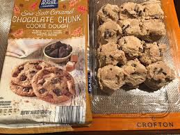Amounteach current price$2.99 * quantity 9 oz. Bake House Creations Sea Salt Caramel Chocolate Chunk Cookie Dough Almost All Aldi