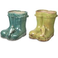 Ferns, flowers and other fresh. 7 5 H Glazed Ceramic Boots Planter With Bird Accent As Low As 7 03 Upc 687293284364 Dexter Clearance