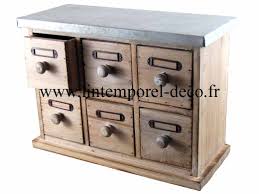 Livré en kit avec notice de montage. Petit Meuble Mercerie 6 Tiroirs Bois Metal Lintemporel Deco Fr