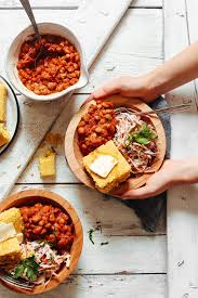 Bbq Bean Bowl With Cornbread And Coleslaw Minimalist Baker Recipes Recipe Bbq Beans Vegan Bbq Vegan Summer Recipes